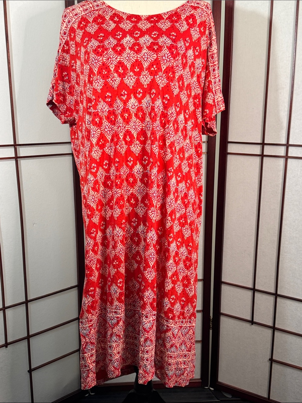 Lucky Brand Red and White Printed Maxi Dress